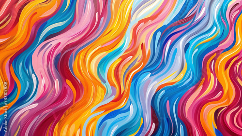 Vibrant Journey: A Colorful Line in Oil Painting