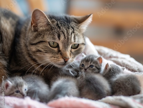 Cat with kittens © cherezoff