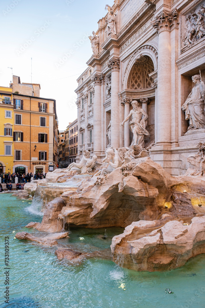 Trevi Fountain, monumental fountain of the Baroque, Roma, Lazio, Italia