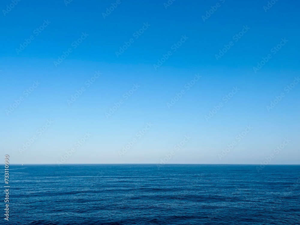 Seascape, ocean bay, blue horizon