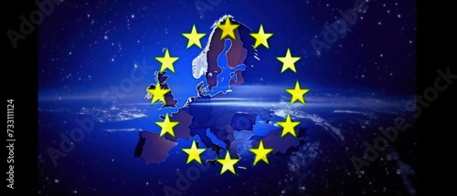 A flag with European Union symbol