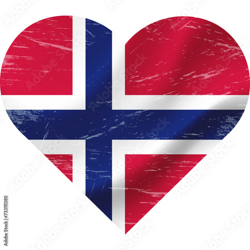 Norway flag in heart shape grunge vintage. Norway flag heart. Vector flag, symbol. photo