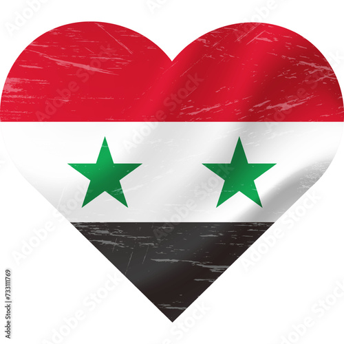 Syria flag in heart shape grunge vintage. Syrian flag heart. Vector flag, symbol.
