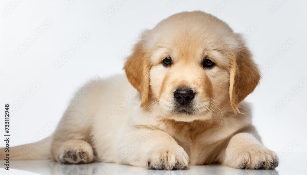 golden retriever puppy on white background