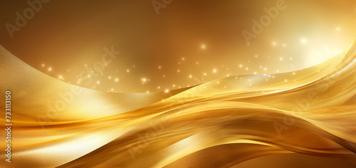 Golden luxury wave design. Abstract elements with glitter effect on golden background
