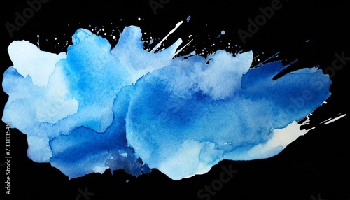 abstract blue watercolor blot painted background isolated