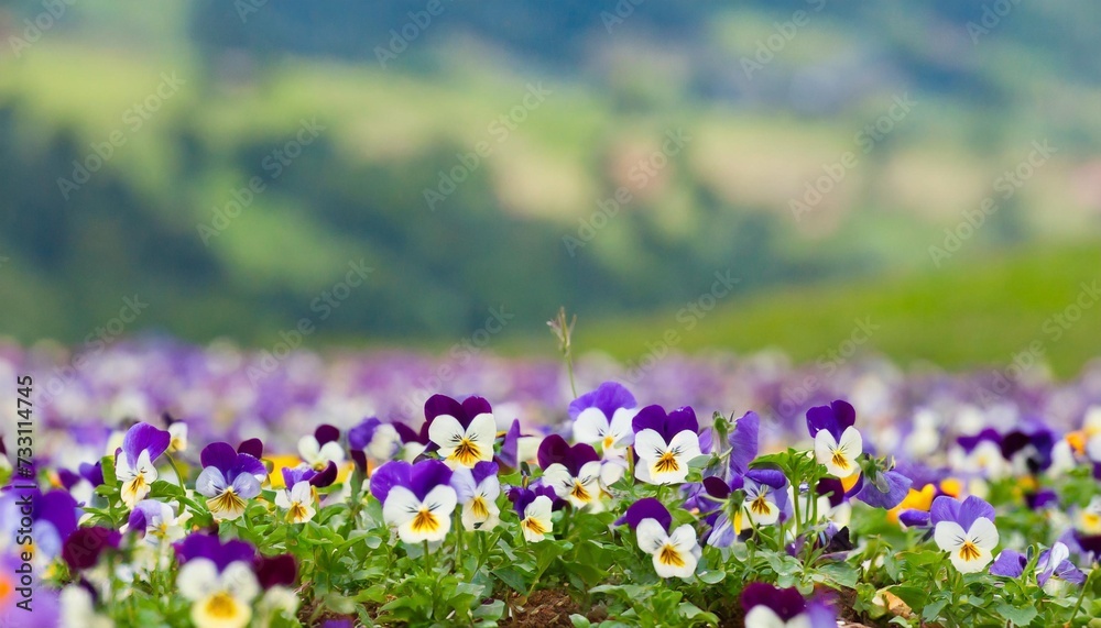 viola flowers field