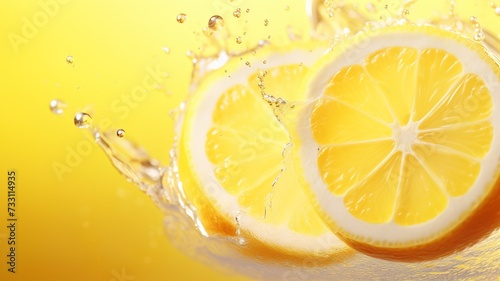 Lemons in water, abstract background. 