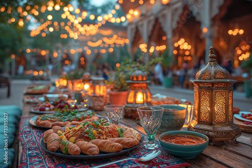 Ramadan Food background. Festival of Breaking the Fast Eid al-Fitr, Eid mubarak. Celebrating Muslims holiday. Ramadan Kareem