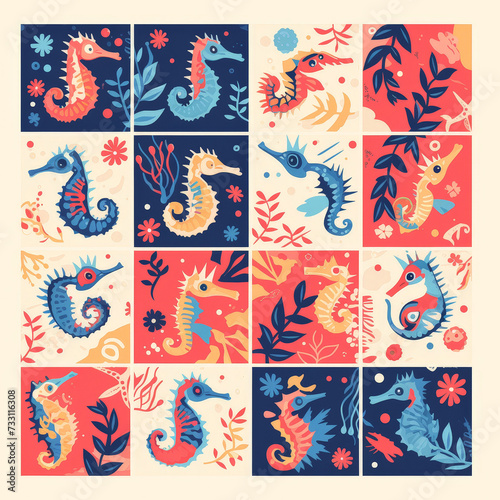 Seahorse as background on a seamless tile  ai generated