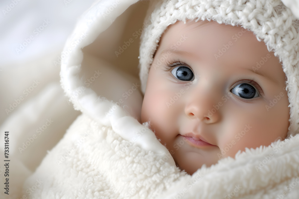 Closeup portrait of cute newborn baby isolated on white background Closeup portrait of cute newborn baby isolated on white background