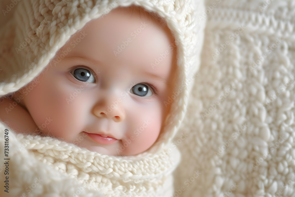 Closeup portrait of cute newborn baby isolated on white background Closeup portrait of cute newborn baby isolated on white background