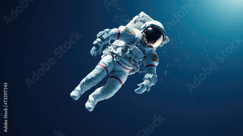 Astronaut on isolated blue background.
