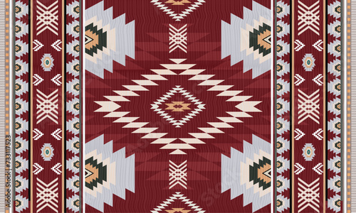 Native American tribal fabric pattern, geometric pattern, Aztec tribal textile, Navajo pattern, Mexican fabric seamless pattern.