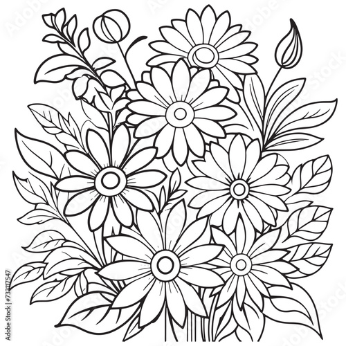 Wallpaper Mural Luxury floral outline coloring book pages line art sketch Torontodigital.ca