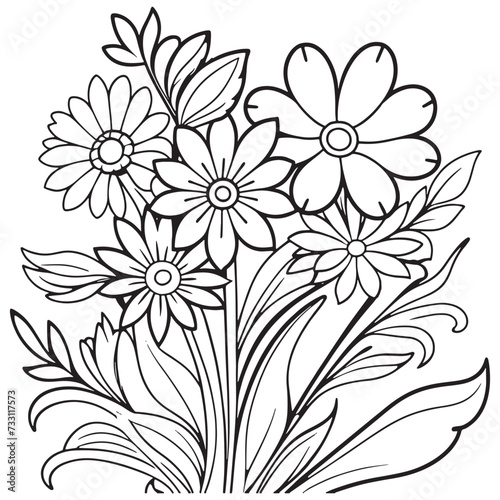 Luxury floral outline coloring book pages line art sketch