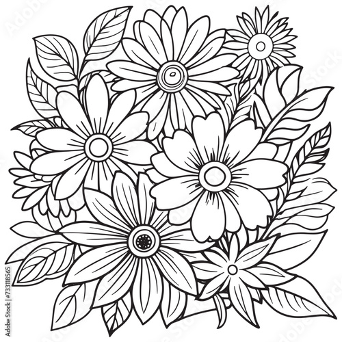 Wallpaper Mural Luxury floral outline coloring book pages line art sketch Torontodigital.ca