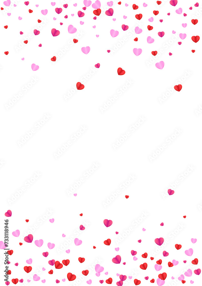 Red Confetti Background White Vector. Honeymoon Backdrop Heart. Violet Drop Texture. Fond Confetti Celebration Pattern. Tender Anniversary Illustration.