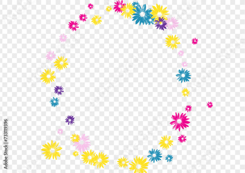 Blue Flowers Background Transparent Vector. Daisy Draw Card. Purple Leaf Wallpaper. Beauty Banner. Scribble Green Gerbera.