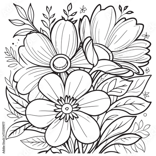 Luxury floral outline coloring book pages line art sketch