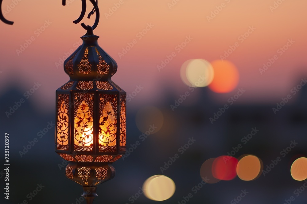 Mosque Lamp Elegance: Immerse in the beauty of Ramadan with a captivating photograph featuring a mosque lamp gracefully lit during the enchanting evening. Mosque Lamp Elegance: Immerse in the beauty of Ramadan with a captivating photograph featuring a mosque lamp gracefully lit during the enchanting evening.