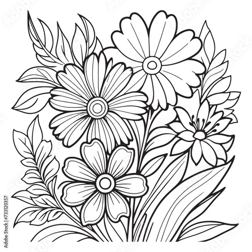 Wallpaper Mural Luxury floral outline coloring book pages line art sketch Torontodigital.ca