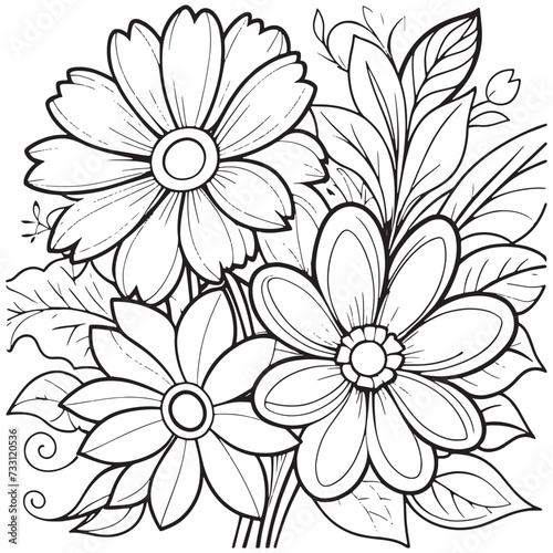 Wallpaper Mural Luxury floral outline coloring book pages line art sketch Torontodigital.ca