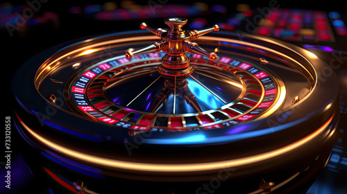 Beautiful roulette on a dark background with a place for a logo or inscription. generative ai 