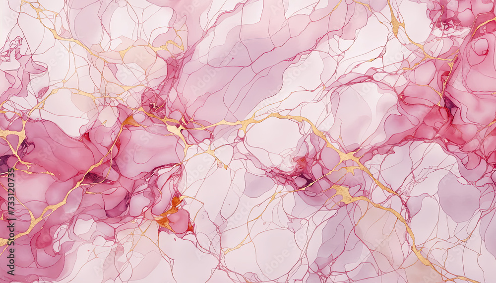 Marble abstract background with gold and pink marble texture