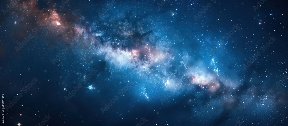 Fantasy space with Milky way on the night sky background. Generated AI image