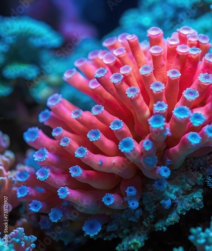 Colorful Reef Elegance Macro Capture of Brightly Colored Sea Corals