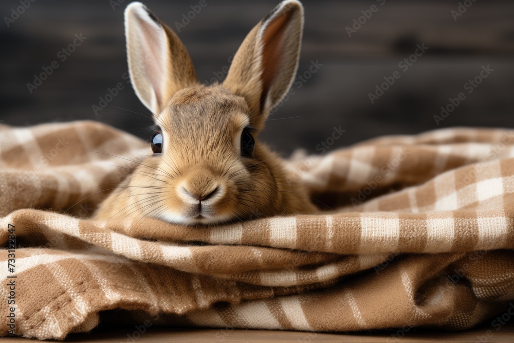 Obraz premium Cute Easter bunny with copy space background. Concept and idea of happy Easter day.