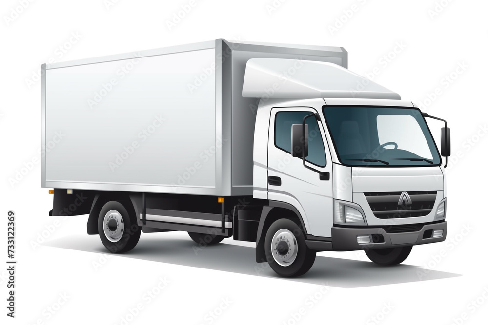 flat design of small truck, delivery concept on white background.