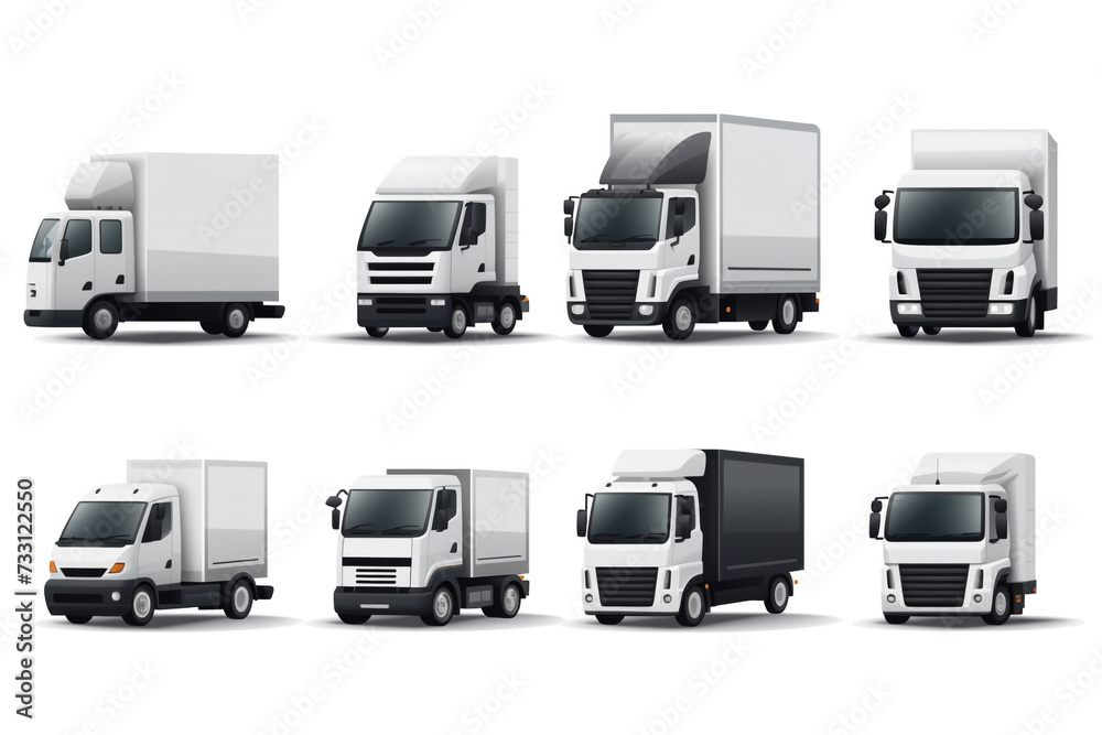 flat design of small truck, delivery concept on white background.