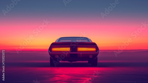 Vintage Car Tail Lights Glowing at Sunset © Tiz21