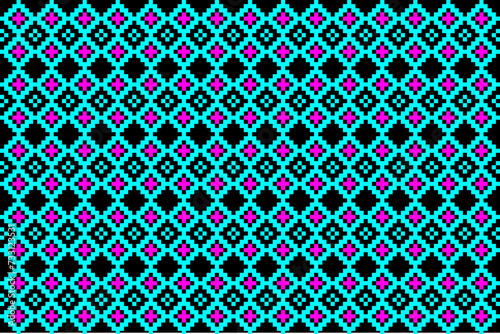 Geometric Ethnic Seamless Pattern with Pink and Blue  Vintage Style. Design for background, illustration, texture, fabric, wallpaper, clothing, carpet, batik, embroidery