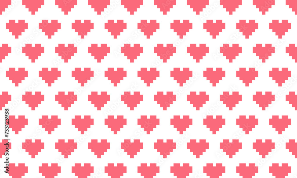 vector heart pixel style pattern background