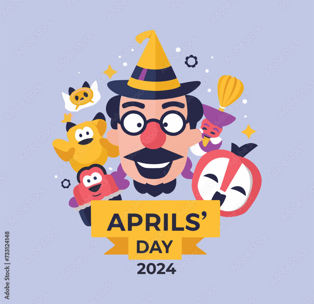 Happy April fools day Font  vector illustration design