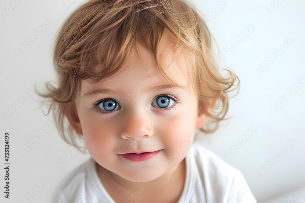 Closeup portrait of kid toddler boy isolated on white background. Closeup portrait of kid toddler boy isolated on white background.