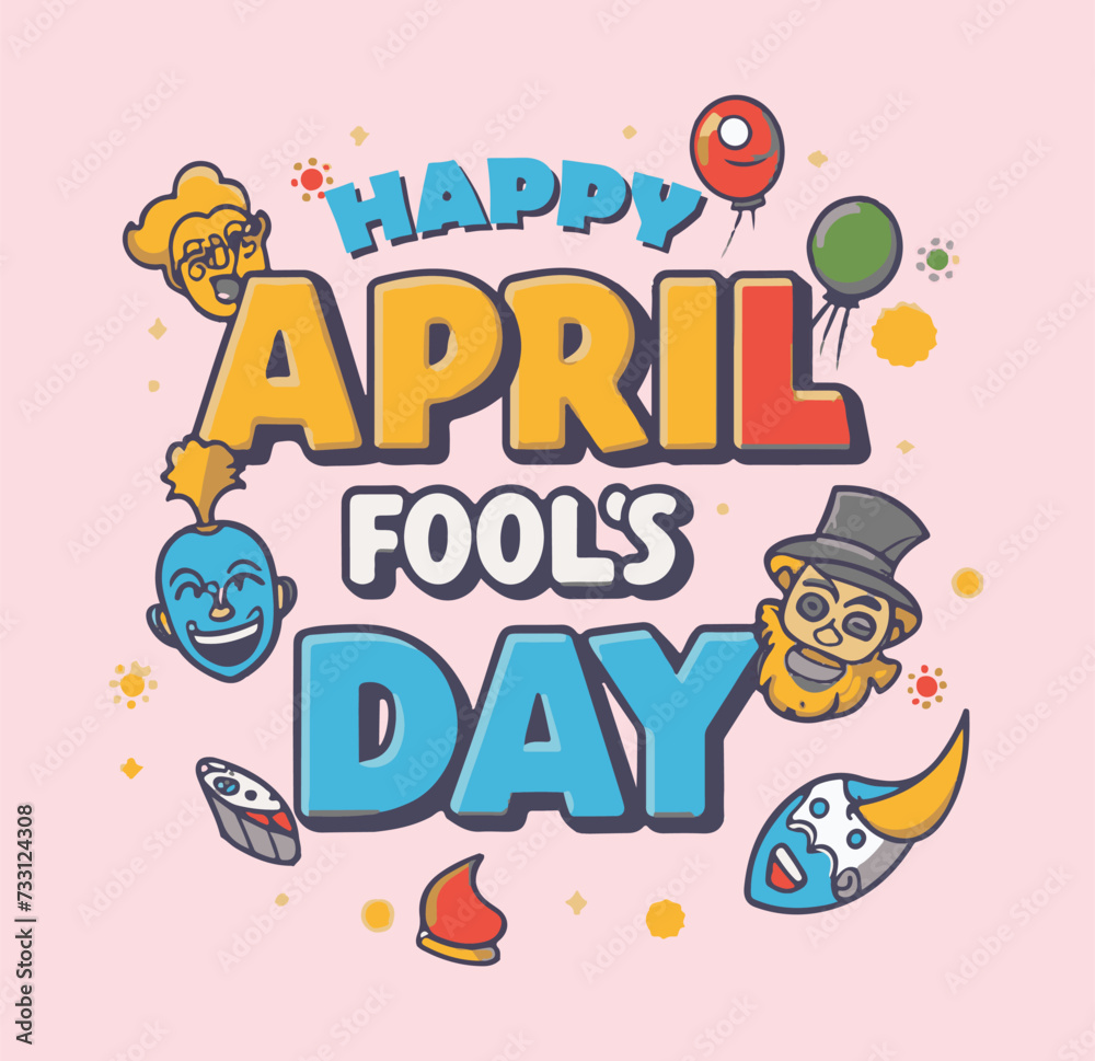 Happy April fools day Font  vector illustration design