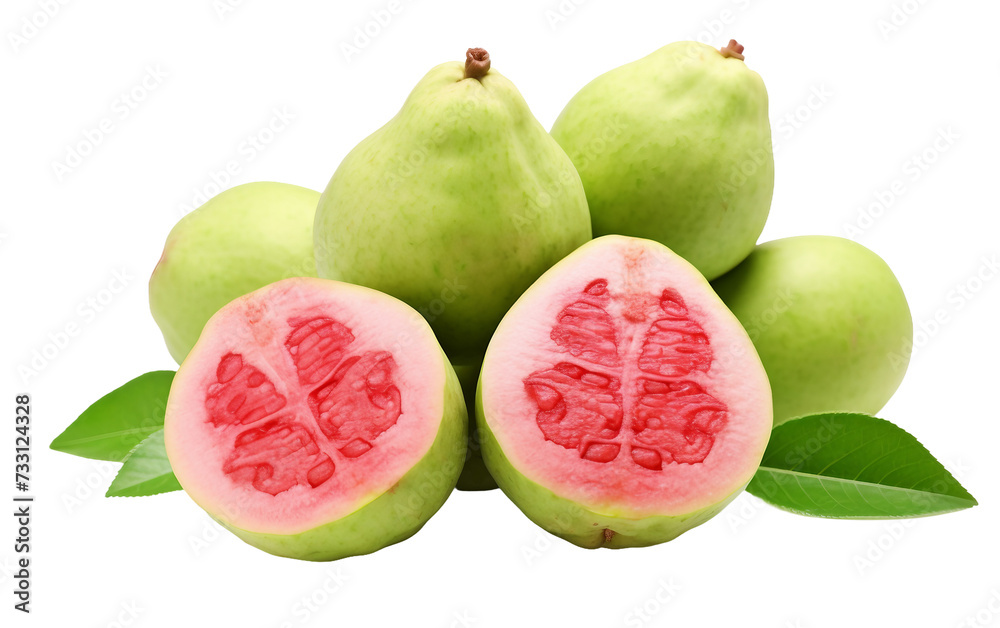 Fresh Guava Harvest Isolated on Transparent Background PNG.