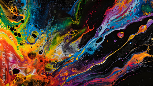  colorful abstract painting, in the style of liquid metal
