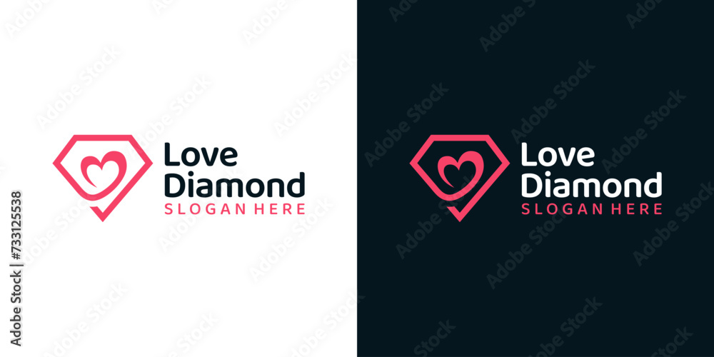 Diamond logo design template with heart love graphic design illustration. icon, symbol, creative. Diamond logo design template with heart love graphic design illustration. icon, symbol, creative.