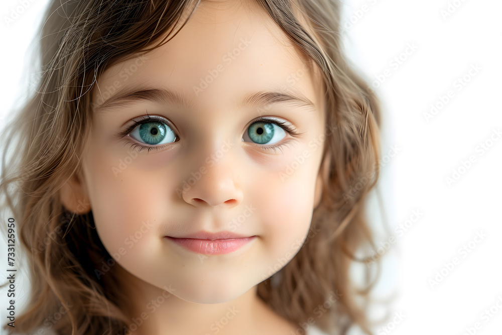 Closeup portrait of beautiful blond hair and blue eyes little girl isolated on white background Closeup portrait of beautiful blond hair and blue eyes little girl isolated on white background