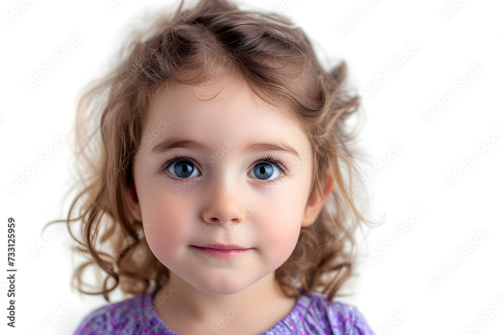 Closeup portrait of beautiful blond hair and blue eyes little girl isolated on white background Closeup portrait of beautiful blond hair and blue eyes little girl isolated on white background