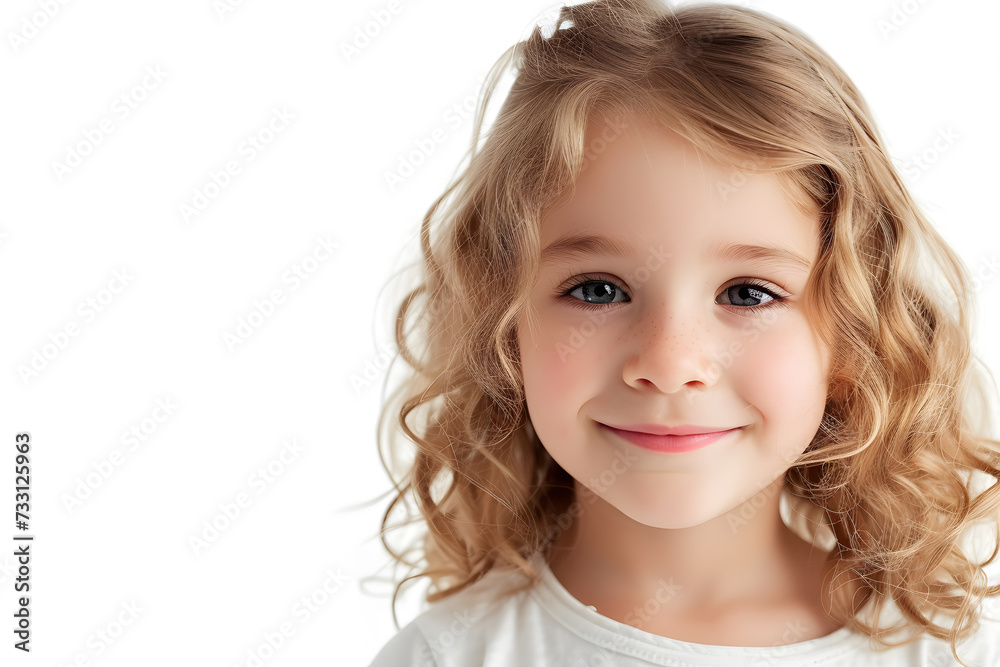 Closeup portrait of beautiful blond hair and blue eyes little girl isolated on white background Closeup portrait of beautiful blond hair and blue eyes little girl isolated on white background