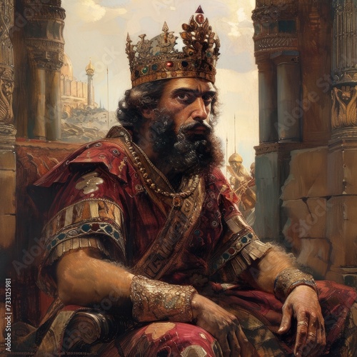 Royal legacy: king Salomon, an iconic biblical figure known for wisdom, wealth, and legendary reign, symbolizing power and influence throughout history and legend