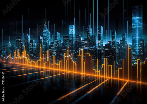 Futuristic city with glowing forex chart  © Graphic Dude