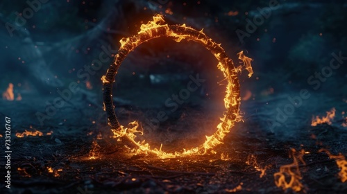 Dark Background With Fire Ring And Smoke 