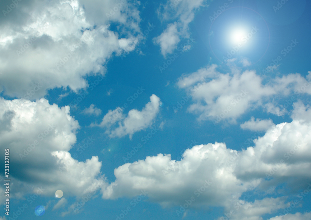 white air clouds in the blue sky